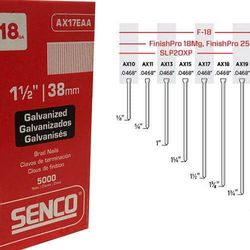 SENCO AX17EAA 1-1/2" 18 Gauge Brad Nail