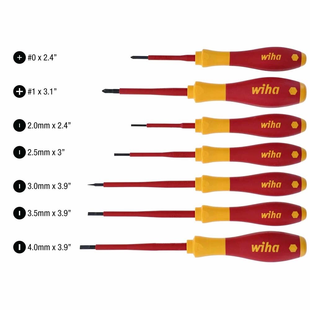 Wiha 32188 7 Piece Insulated SoftFinish Screwdriver Set