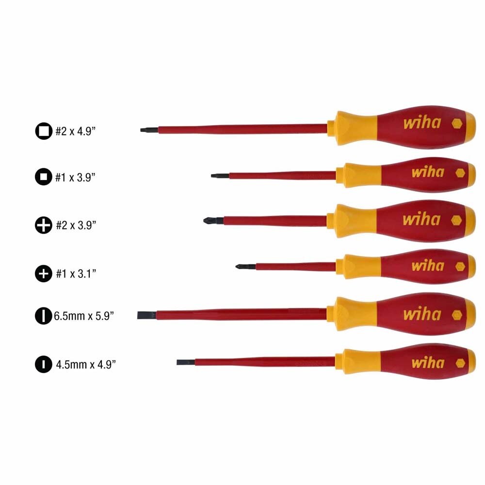 Wiha 32196 6 Piece Insulated SlimLine Screwdriver Set