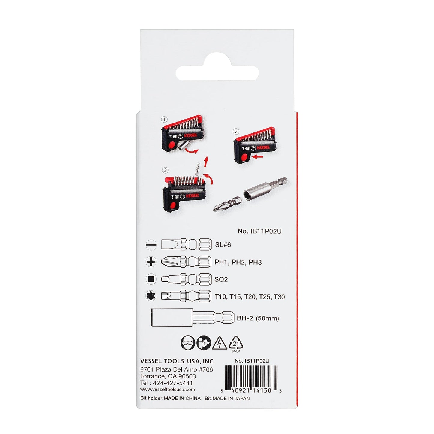Vessel 220USBS1U "Speed Promotion" e-Assist USB Rechargeable High Speed Screwdriver w/ 11-Pc Bit Set + Ball Grip Holder
