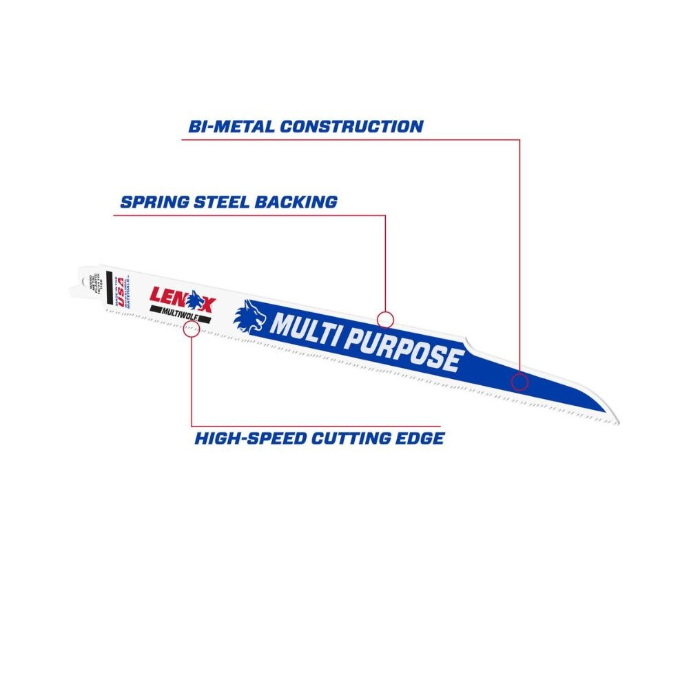 Lenox 20491B110R B110R General Purpose Bi-Metal Reciprocating Saw Blades, 12-inch, 10/14 TPI, 25-Pack