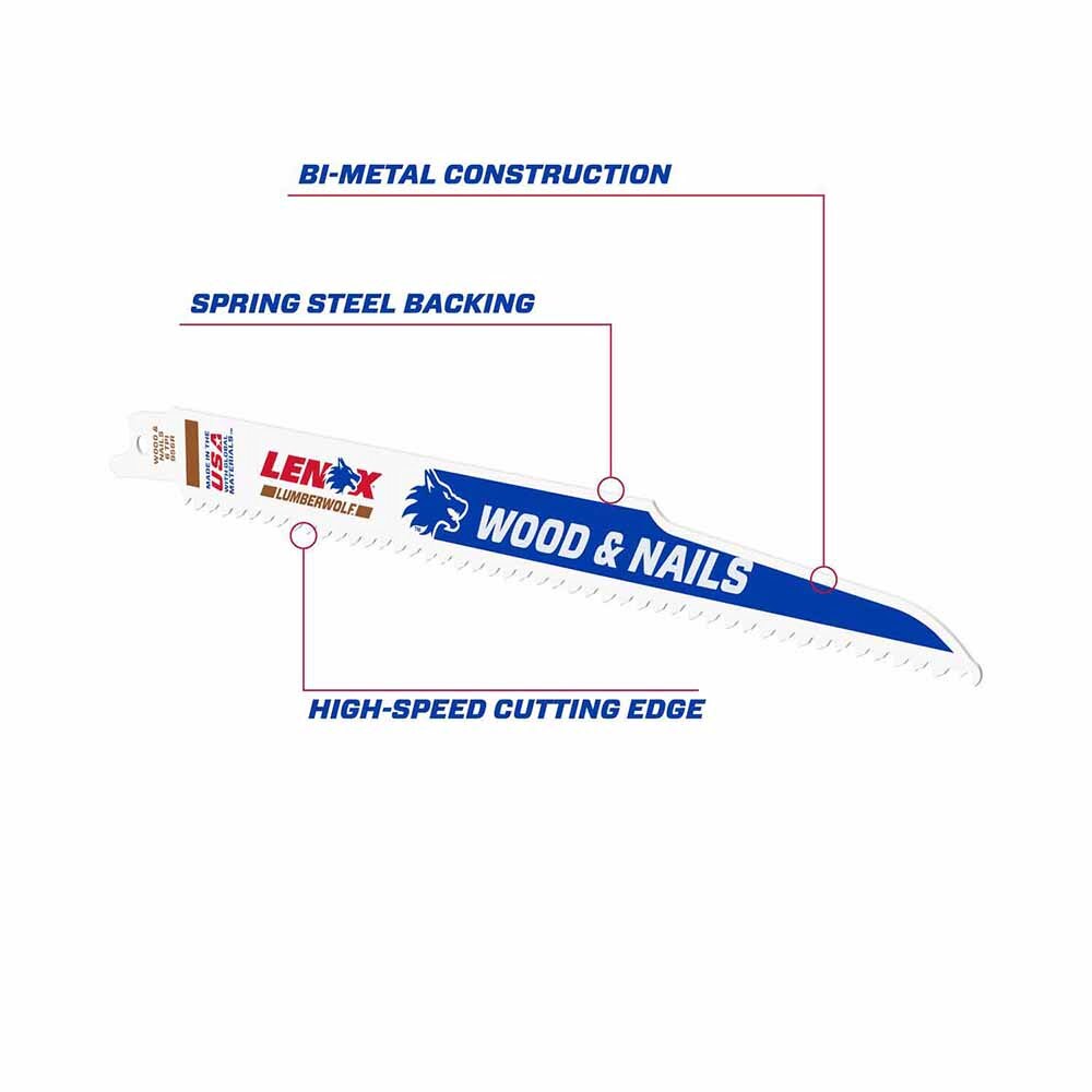 Lenox 20558B956R 9" 6 TPI LUMBERWOLF Reciprocating Saw Blade 25PK