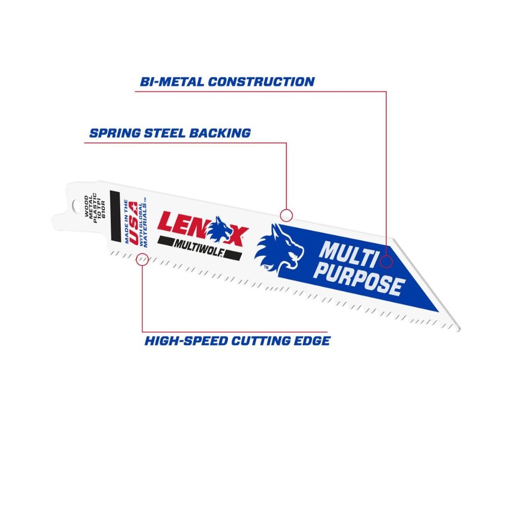 Lenox 20562610R MULTIWOLF 6 in. 10 TPI WAVE EDGE Reciprocating Saw Blade (5 PK)