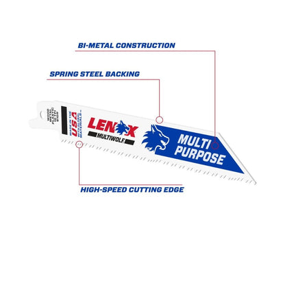Lenox 20562610R MULTIWOLF 6 in. 10 TPI WAVE EDGE Reciprocating Saw Blade (5 PK)
