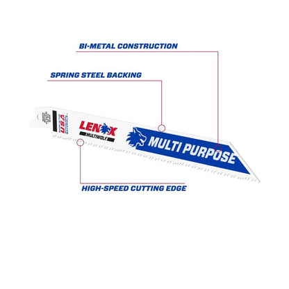 Lenox 20590B810R MULTIWOLF 8 in. 10 TPI WAVE EDGE Reciprocating Saw Blade (25 PK)