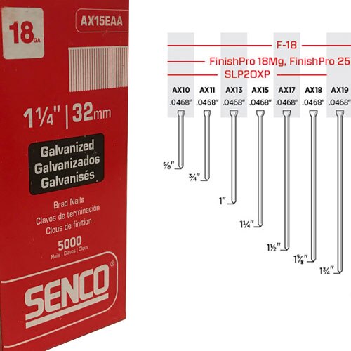 SENCO AX15EAA 1-1/4", 18 Gauge Brad Nail