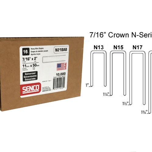 SENCO N21BAB 7/16" Crown, 2" Leg 16 Gauge, Class 1 Galvanized Sencote