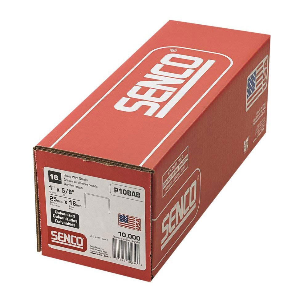 SENCO P10BAB 1" Crown, 5/8" Leg 16 Gauge P-Wire Staples, sencote