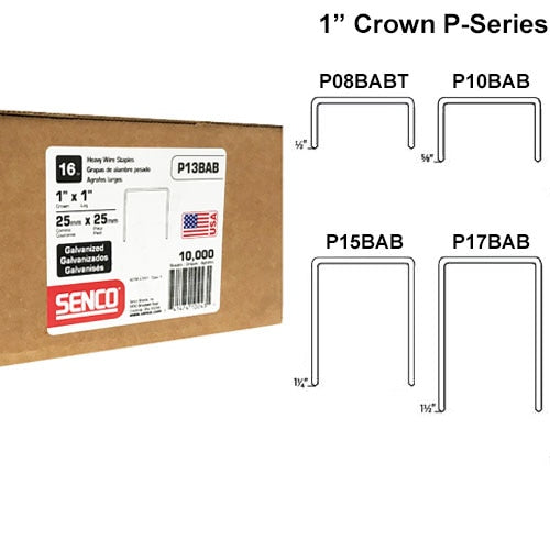 SENCO P13BAB 1" Crown, 1" Leg 16 Gauge Galvanized Staples