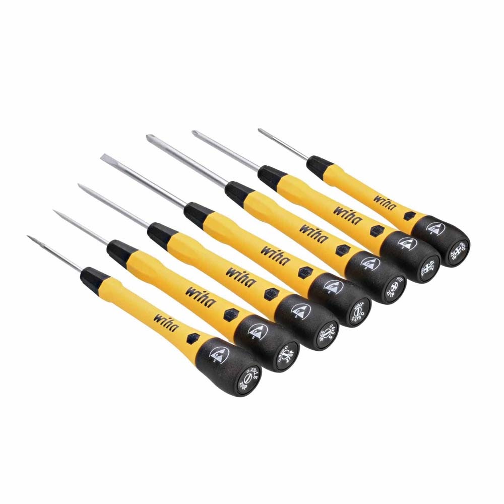 Wiha 27392 7 Piece ESD Safe Precision Slotted and Phillps Screwdriver Set