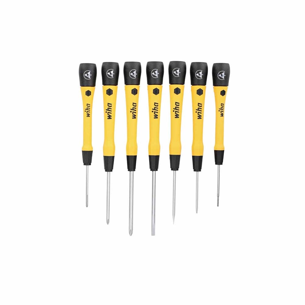 Wiha 27392 7 Piece ESD Safe Precision Slotted and Phillps Screwdriver Set