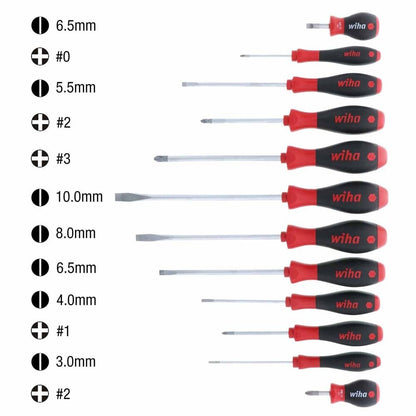 Wiha 30297 12 Piece SoftFinish Slotted and Phillips Screwdriver Set
