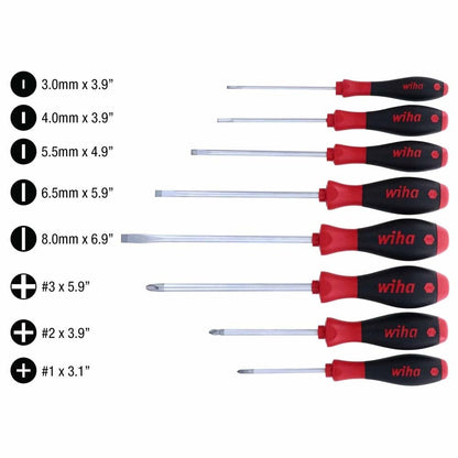 Wiha 30298 8 Piece SoftFinish Slotted and Phillips Screwdriver Set