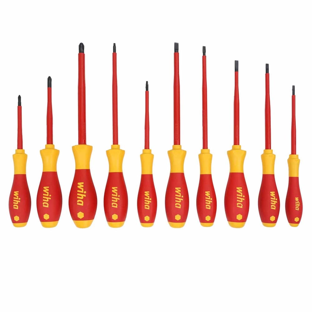 Wiha 32080 10 Piece Insulated SoftFinish Cushion Grip Screwdriver Tray Set