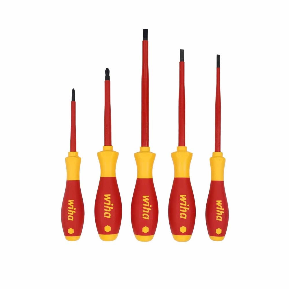 Wiha 32081 5 Piece Insulated SoftFinish Cushion Grip Screwdriver Tray Set