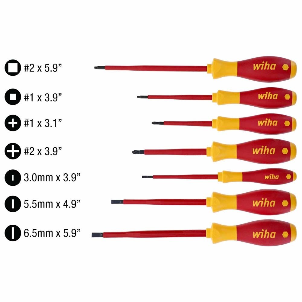 Wiha 32097 7 Piece Insulated SoftFinish Screwdriver Set