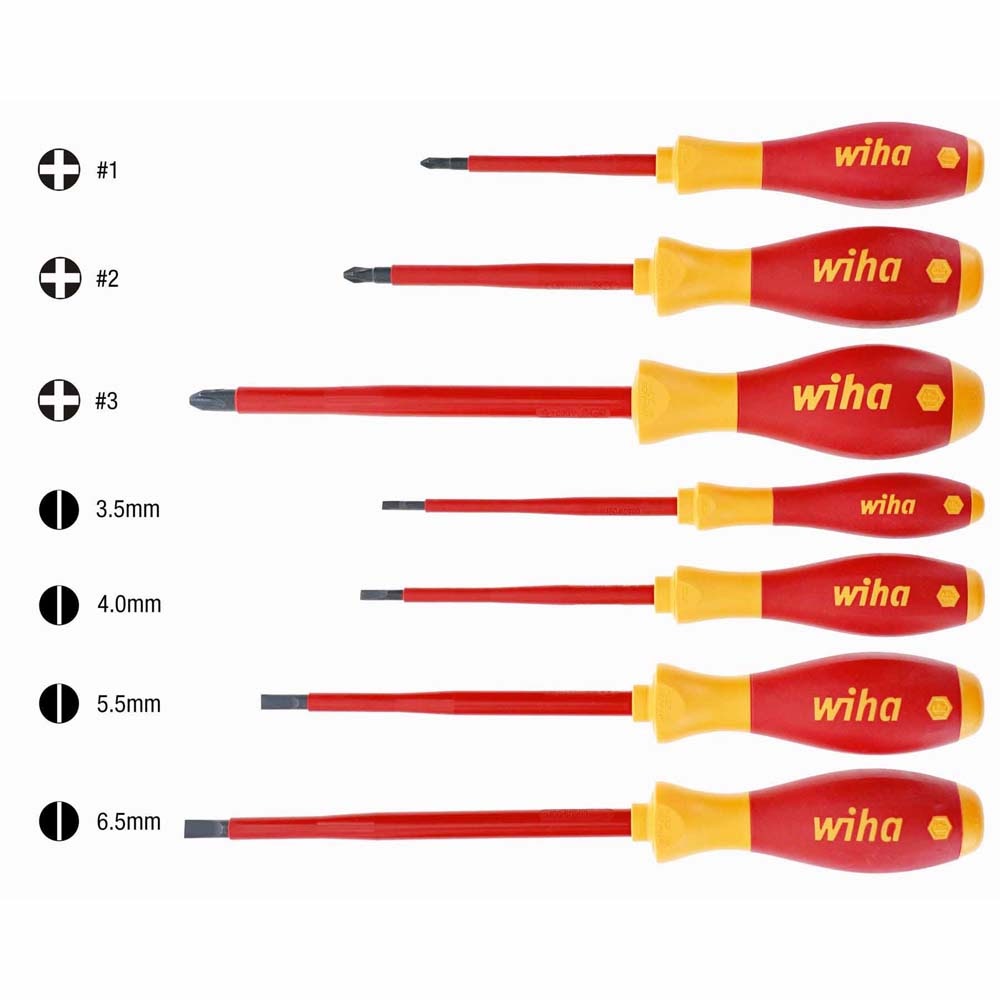 Wiha 32099 7 Piece Insulated SoftFinish Screwdriver Set