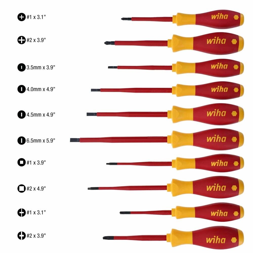Wiha 32198 11 Piece Insulated SlimLine Screwdriver Set