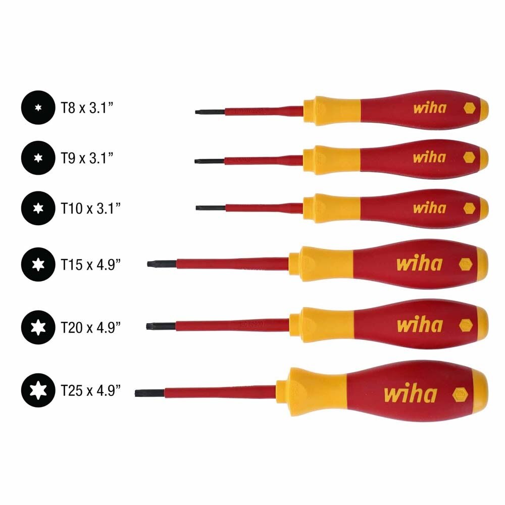 Wiha 32590 6 Piece Insulated SoftFinish Torx Screwdriver Set