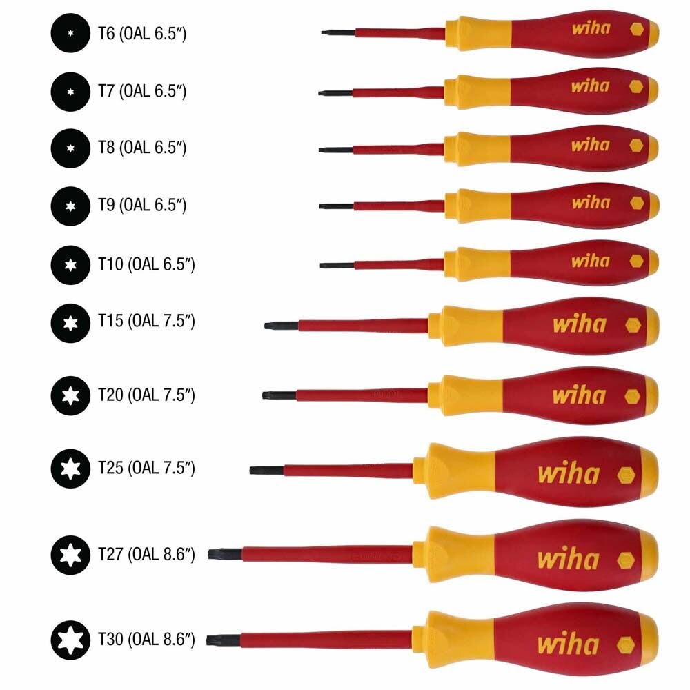 Wiha 32592 10 Piece Insulated SoftFinish Torx Screwdriver Set