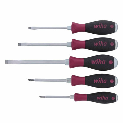 Wiha 53390 5 Piece MicroFinish XHeavy Duty Slotted and Phillips Screwdriver Set