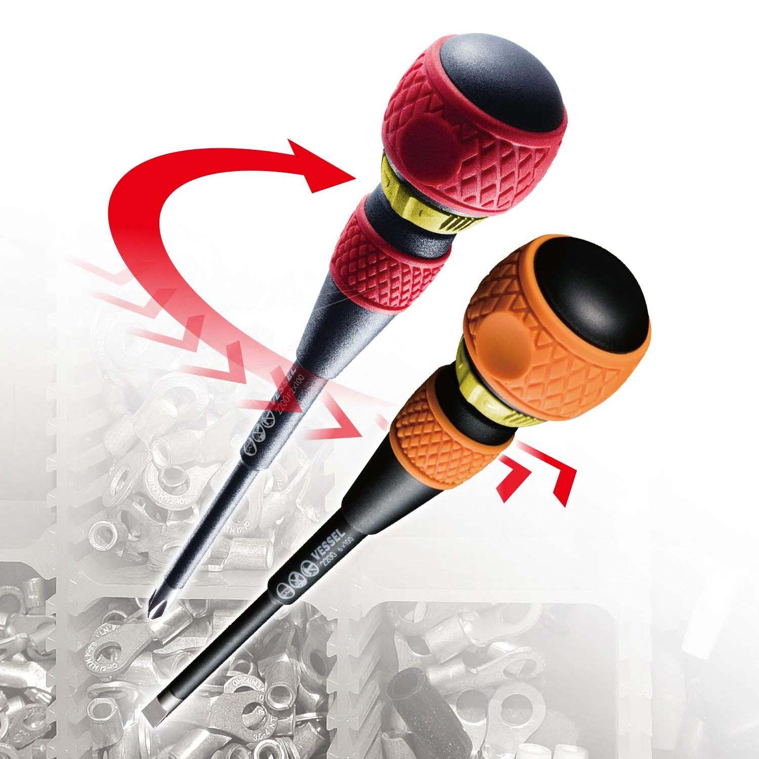 Vessel 22002N3EVA BALL RATCHET Screwdriver 2-Piece with 3-Piece Replacement Blade Set